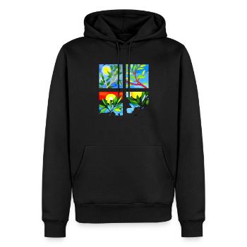 Lachender Olivenzweig - Nachhaltige Harmonie - Männer Premium Bio Hoodie - Schwarz - Vorne - Nico (187cm)