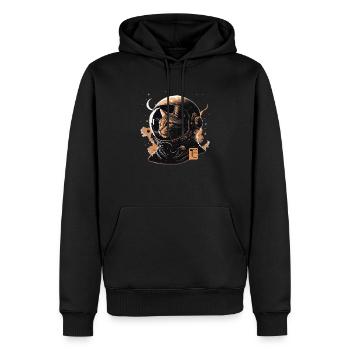spacecat beige vector - Männer Premium Bio Hoodie - Schwarz - Vorne - Nico (187cm)