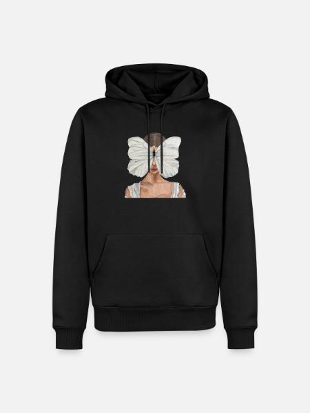 Schmetterlingsfrau - Männer Premium Bio Hoodie - Schwarz