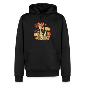 Champignons et fleurs 3 - Sweat à capuche Premium bio Homme - noir - Devant - Nico (187cm)