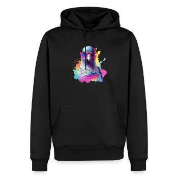 Ron die Taube - Männer Premium Bio Hoodie - Schwarz - Vorne - Nico (187cm)