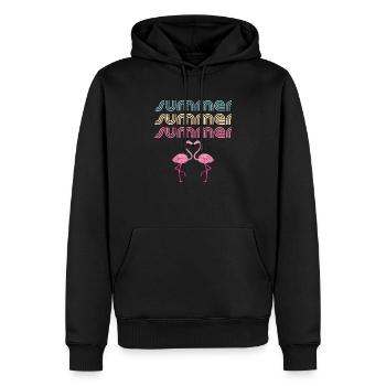 Sommer Flamingo Retro Vintage 70er 80er Jahre Party - Männer Premium Bio Hoodie - Schwarz - Vorne - Nico (187cm)