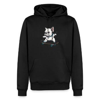 Skateboard Roller Dog - Männer Premium Bio Hoodie - Schwarz - Vorne - Nico (187cm)