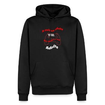Je suis un adulte mais pas comme un vrai adulte - Sweat à capuche Premium bio Homme - noir - Devant - Nico (187cm)