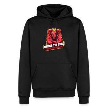 dare you to run with the bulls - Men’s Premium Organic Hoodie - black - Front - Nico (187cm)