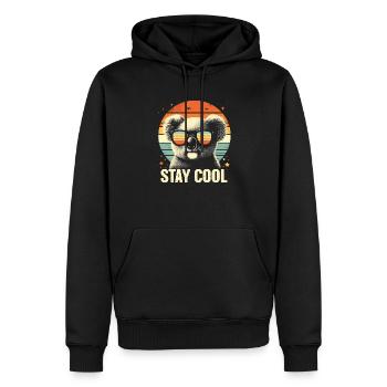 Koala Bleib cool2 - Männer Premium Bio Hoodie - Schwarz - Vorne - Nico (187cm)