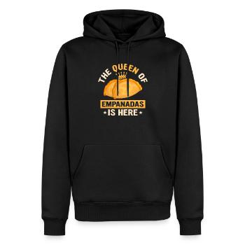 La reine des empanadas est ici Pâtisserie latine D - Sweat à capuche Premium bio Homme - noir - Devant - Nico (187cm)