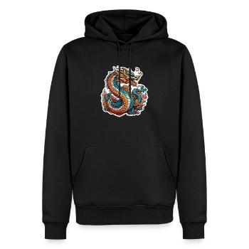 Asiatischer Drache - Japan - Chinesisch - Männer Premium Bio Hoodie - Schwarz - Vorne - Nico (187cm)
