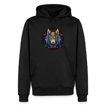 Wolf with Ornament, Love Wolfs - Men’s Premium Organic Hoodie - black - Front - Nico (187cm)