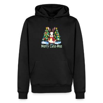 Joyeux lapin mignon - Sweat à capuche Premium bio Homme - noir - Devant - Nico (187cm)