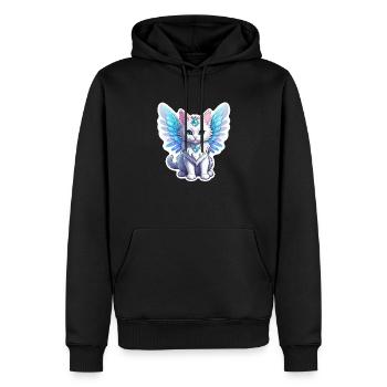 Cat with Wings - Men’s Premium Organic Hoodie - black - Front - Nico (187cm)
