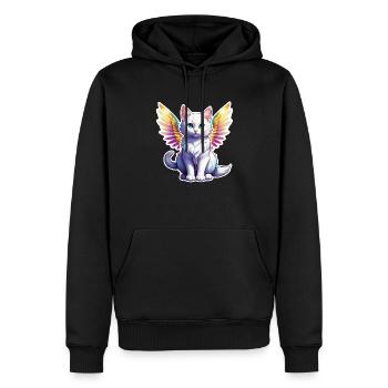 Cat with Wings - Men’s Premium Organic Hoodie - black - Front - Nico (187cm)