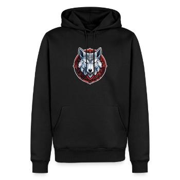loup tatouage - Sweat à capuche Premium bio Homme - noir - Devant - Nico (187cm)