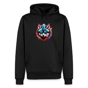 loup tatouage - Sweat à capuche Premium bio Homme - noir - Devant - Nico (187cm)