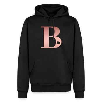 Buchstabe B Roségold - Männer Premium Bio Hoodie - Schwarz - Vorne - Nico (187cm)