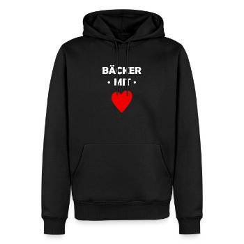 Bäcker mit Herz - Bäckerei - Brot - Backwaren - Männer Premium Bio Hoodie - Schwarz - Vorne - Nico (187cm)