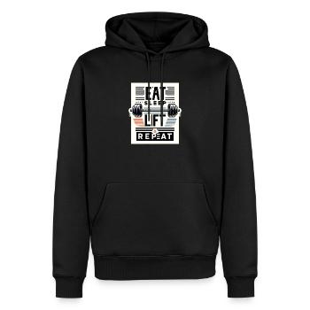 Mantra de gymnastique audacieux - Sweat à capuche Premium bio Homme - noir - Devant - Nico (187cm)