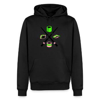 sushi - Sweat à capuche Premium bio Homme - noir - Devant - Nico (187cm)