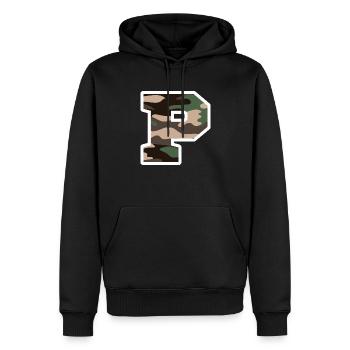 Buchstabe P Militärische Tarnung - Geschenkidee - Männer Premium Bio Hoodie - Schwarz - Vorne - Nico (187cm)