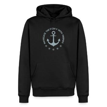 Ancre - Sweat à capuche Premium bio Homme - noir - Devant - Nico (187cm)