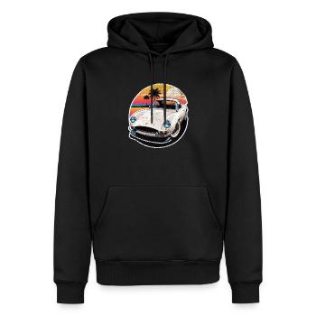 voiture vintage couché de soleil - Sweat à capuche Premium bio Homme - noir - Devant - Nico (187cm)