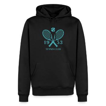 1953 tennis club - Sweat à capuche Premium bio Homme - noir - Devant - Nico (187cm)