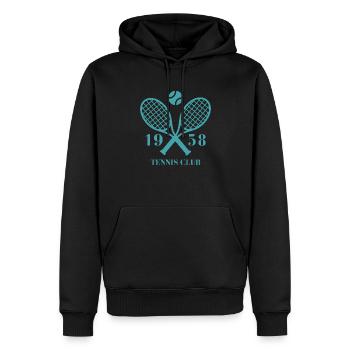 1958 tennis club - Sweat à capuche Premium bio Homme - noir - Devant - Nico (187cm)