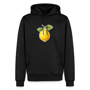 Lemon with 2 leaves - Men’s Premium Organic Hoodie - black - Front - Nico (187cm)