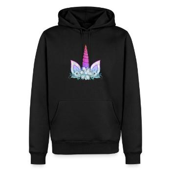Einhorn süße Regenbogen lustige Einhörner magische Fantasie - Männer Premium Bio Hoodie - Schwarz - Vorne - Nico (187cm)