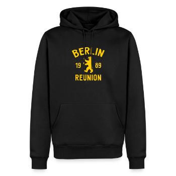 Berlin - 1989 - La Réunion - Berliner Bär - Sweat à capuche Premium bio Homme - noir - Devant - Nico (187cm)