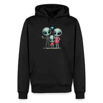 Alien Familie - Männer Premium Bio Hoodie - Schwarz - Vorne - Nico (187cm)