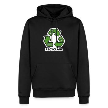 Recycling - Männer Premium Bio Hoodie - Schwarz - Vorne - Nico (187cm)
