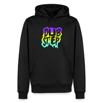 Dub Step Techno Musique Party Club Texte Lettrage - Sweat à capuche Premium bio Homme - noir - Devant - Nico (187cm)
