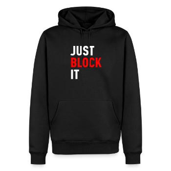 il suffit de le bloquer - Sweat à capuche Premium bio Homme - noir - Devant - Nico (187cm)