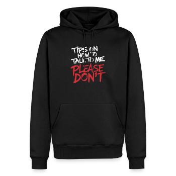 Introverti et sans conversation - Sweat à capuche Premium bio Homme - noir - Devant - Nico (187cm)