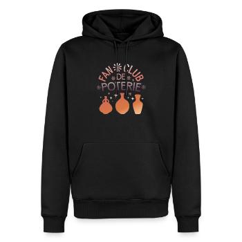 Fan Club de Poterie Argile - Sweat à capuche Premium bio Homme - noir - Devant - Nico (187cm)