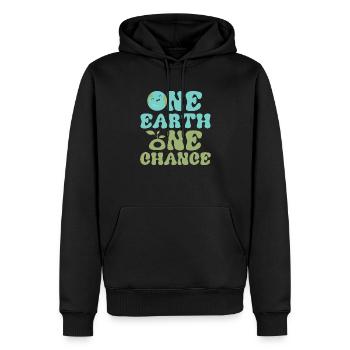 One Earth One Chance Earth Day Environmental Plane - Men’s Premium Organic Hoodie - black - Front - Nico (187cm)