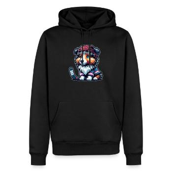 Hockey sur glace Sheltie Casque de joueur mignon - Sweat à capuche Premium bio Homme - noir - Devant - Nico (187cm)
