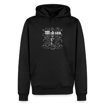 Tête de méduse avec des serpents - Sweat à capuche Premium bio Homme - noir - Devant - Nico (187cm)