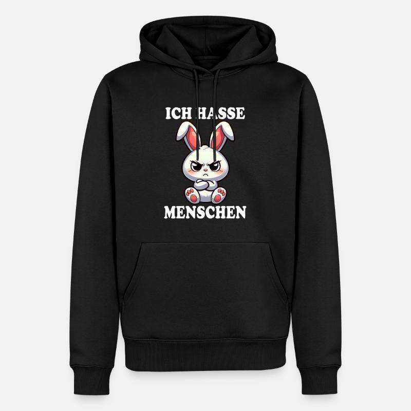 ICH HASSE MENSCHEN Hase - Männer Premium Bio Hoodie - Schwarz