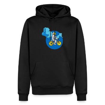 Design cool d’un astronaute sur un vélo - Sweat à capuche Premium bio Homme - noir - Devant - Nico (187cm)