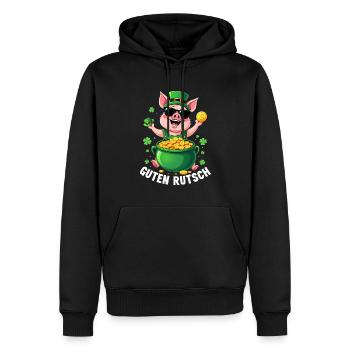 Lucky Pig - Réveillon du Nouvel An Bonne Année - Sweat à capuche Premium bio Homme - noir - Devant - Nico (187cm)