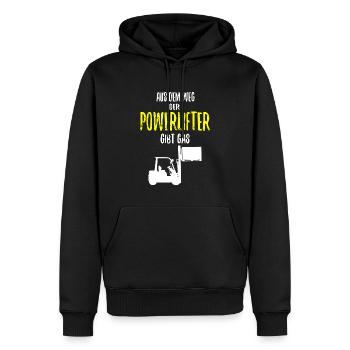 Powerlifter Stapler - Männer Premium Bio Hoodie - Schwarz - Vorne - Nico (187cm)