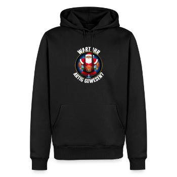 Lustiges Weihnachtsmann Bodybuilder Design - Männer Premium Bio Hoodie - Schwarz - Vorne - Nico (187cm)