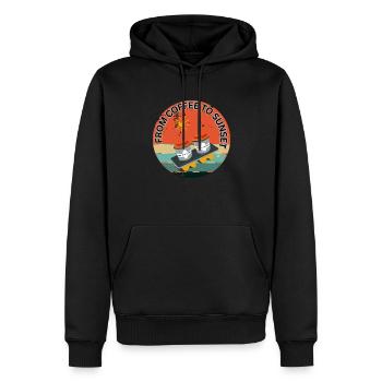 FROM COFFEE TO SUNSET - Männer Premium Bio Hoodie - Schwarz - Vorne - Nico (187cm)