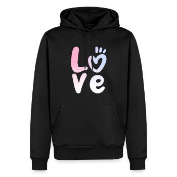 Amour Amour Lettrage Saint-Valentin - Sweat à capuche Premium bio Homme - noir - Devant - Nico (187cm)