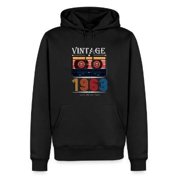 1963 vintage anniversary retro limited edition - Men’s Premium Organic Hoodie - black - Front - Nico (187cm)