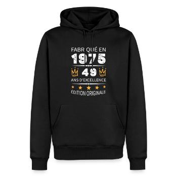 Fabriqué En 1975 Né En 1975 49 Ans Anniversaire - Sweat à capuche Premium bio Homme - noir - Devant - Nico (187cm)