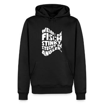 Wenn de Fisch stinkt, stecht de Angler - Männer Premium Bio Hoodie - Schwarz - Vorne - Nico (187cm)