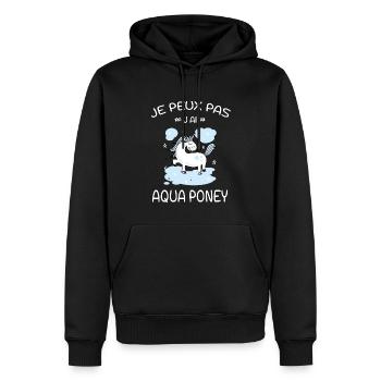 Je Peux Pas J'ai Aqua Poney - Sweat à capuche Premium bio Homme - noir - Devant - Nico (187cm)